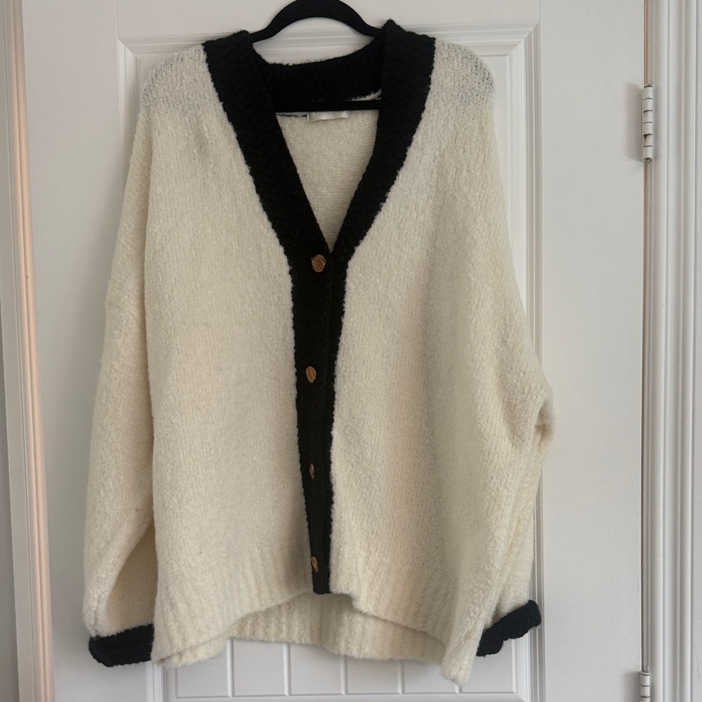 Elegant Black and White Women's Cardigan